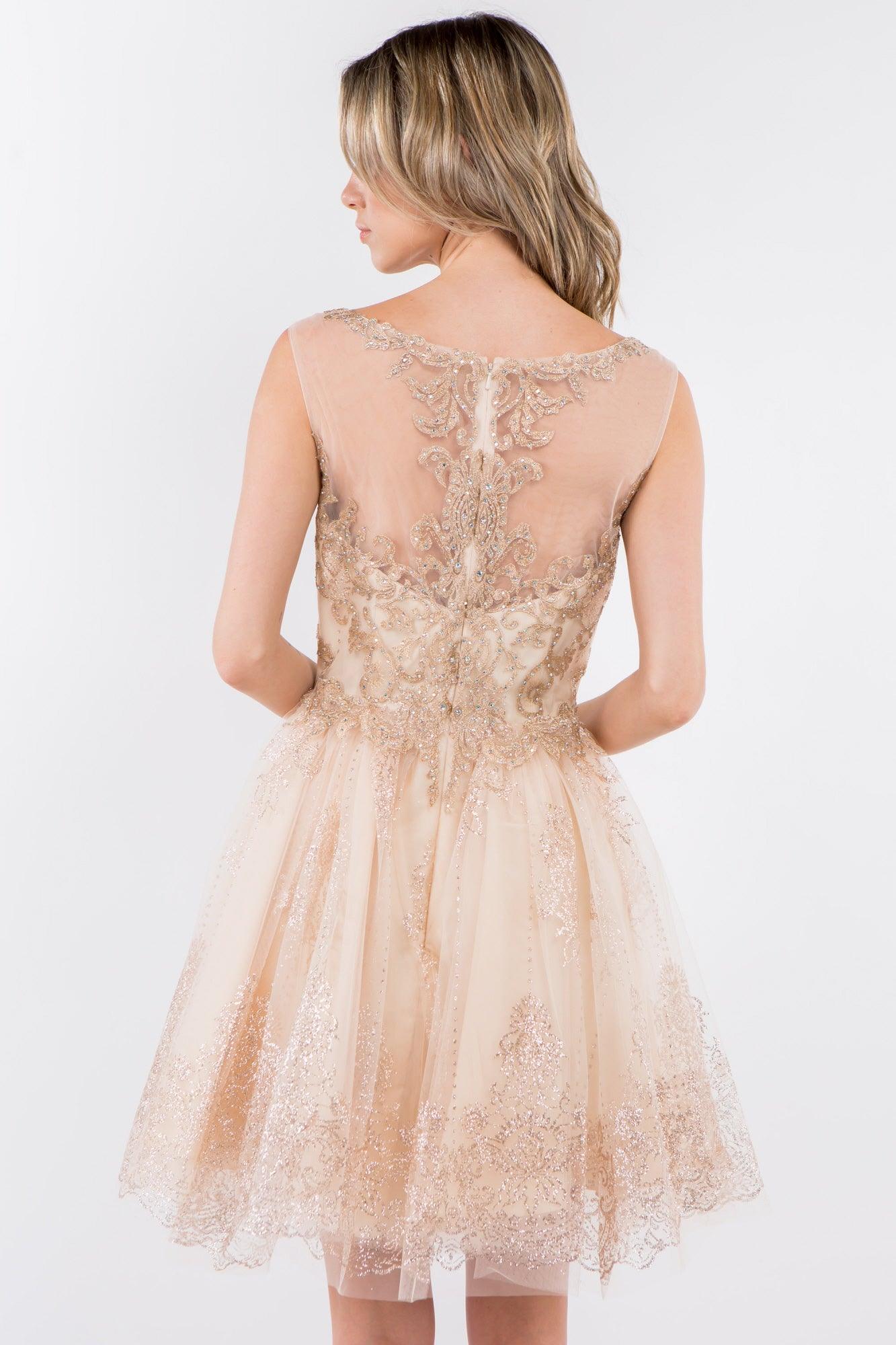 Sleeveless Glitter Short A Line Dress - Image 11