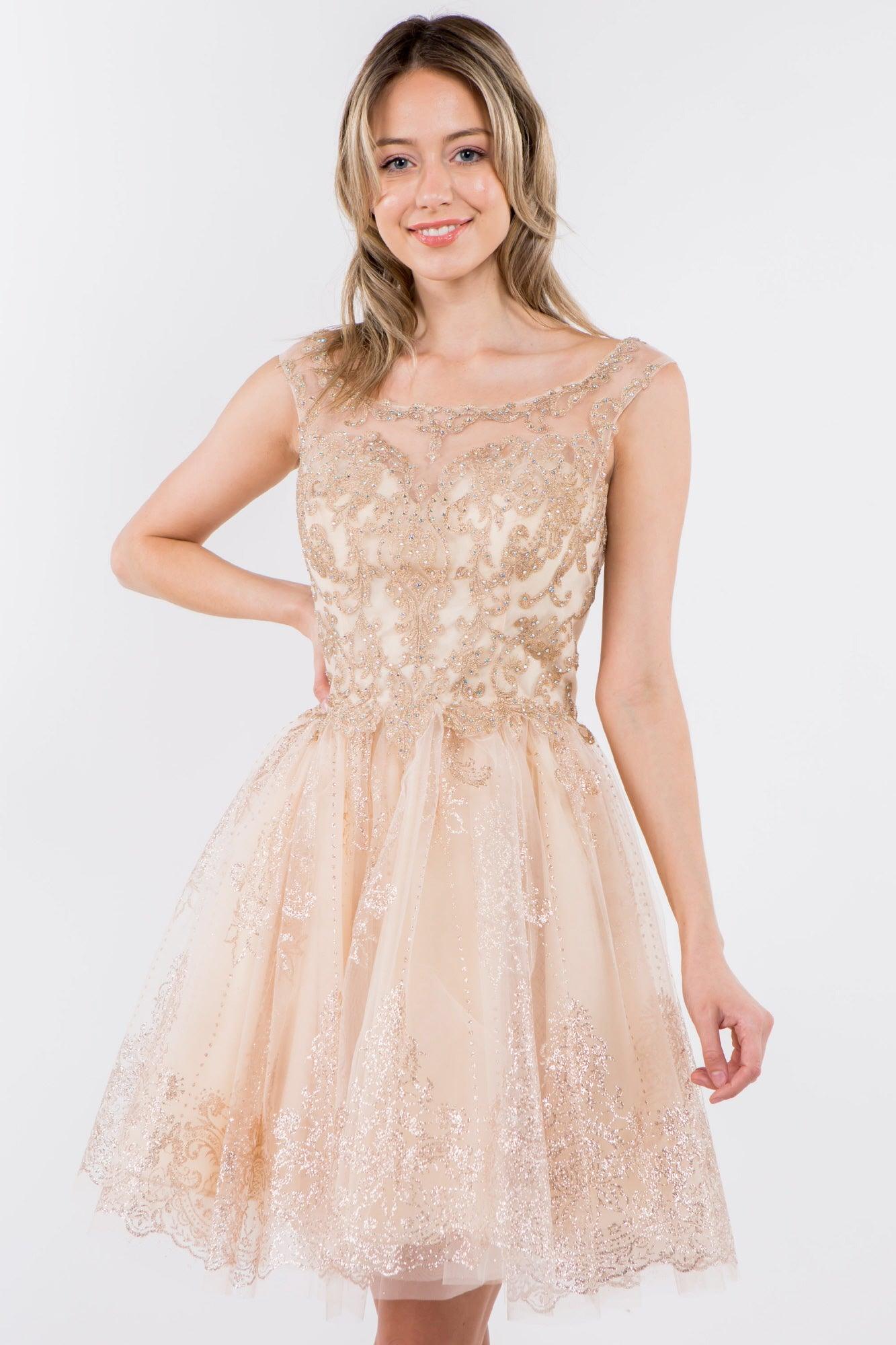 Sleeveless Glitter Short A Line Dress - Image 12