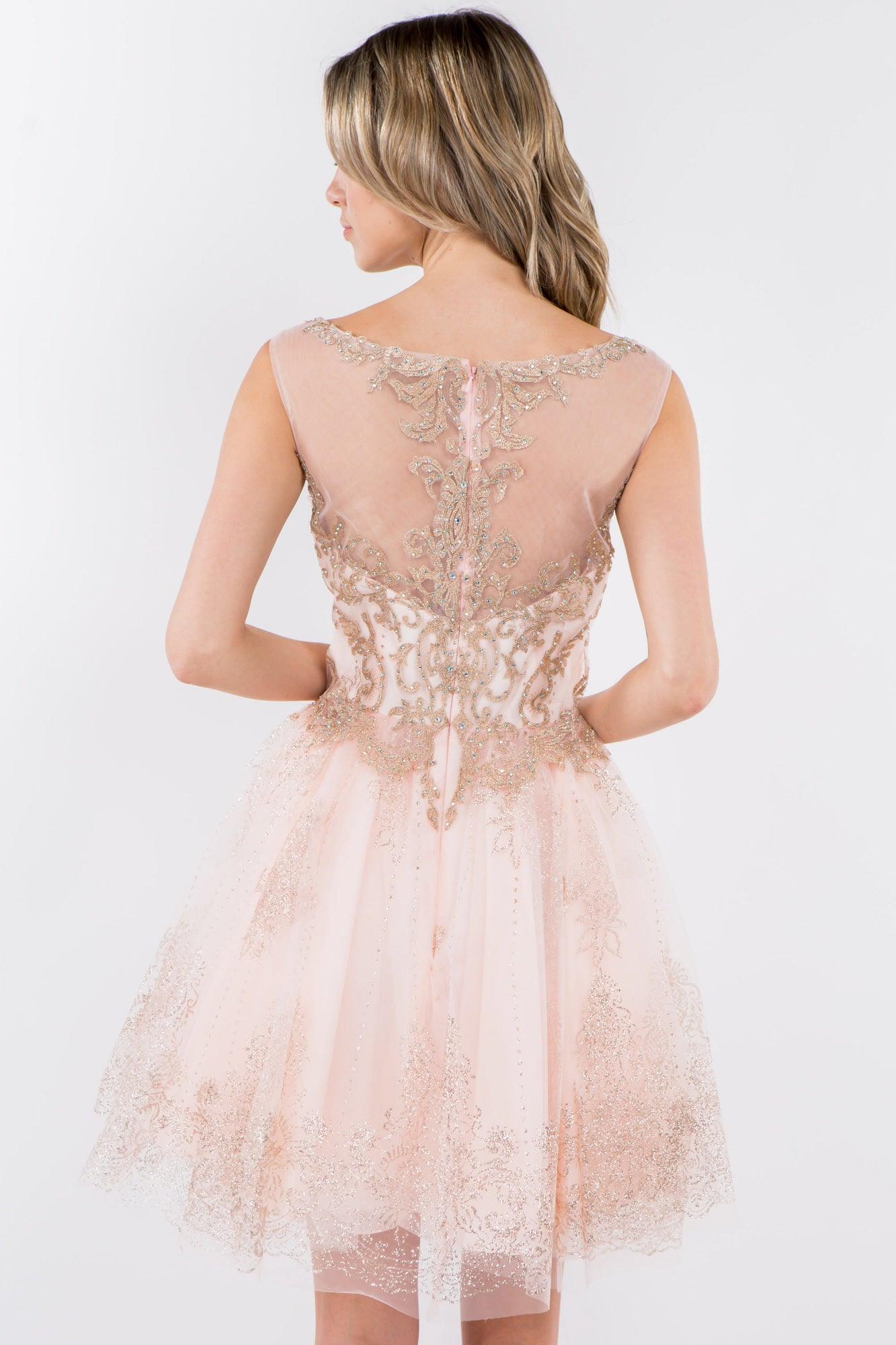 Sleeveless Glitter Short A Line Dress - Image 2