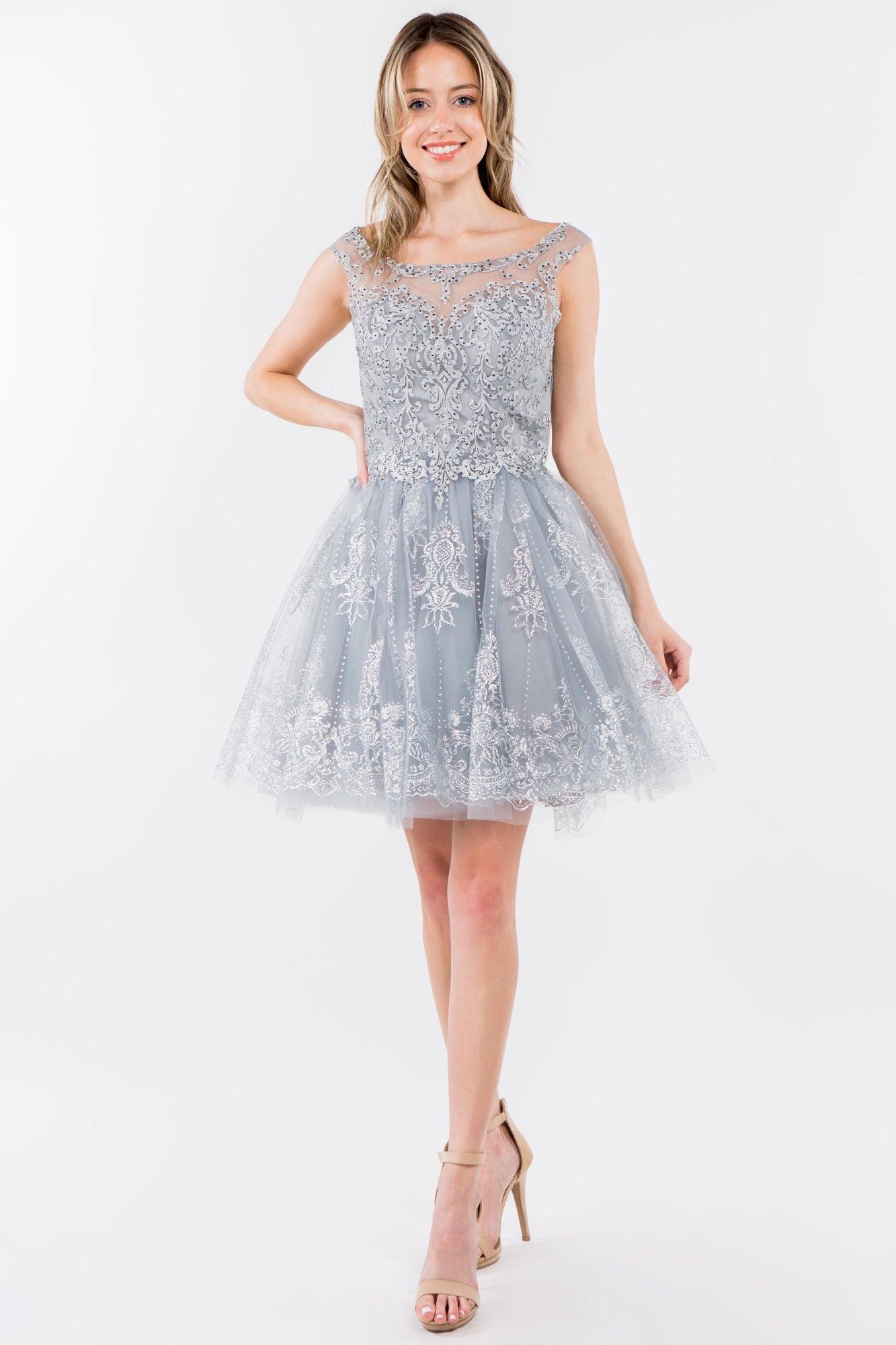 Sleeveless Glitter Short A Line Dress - Image 5