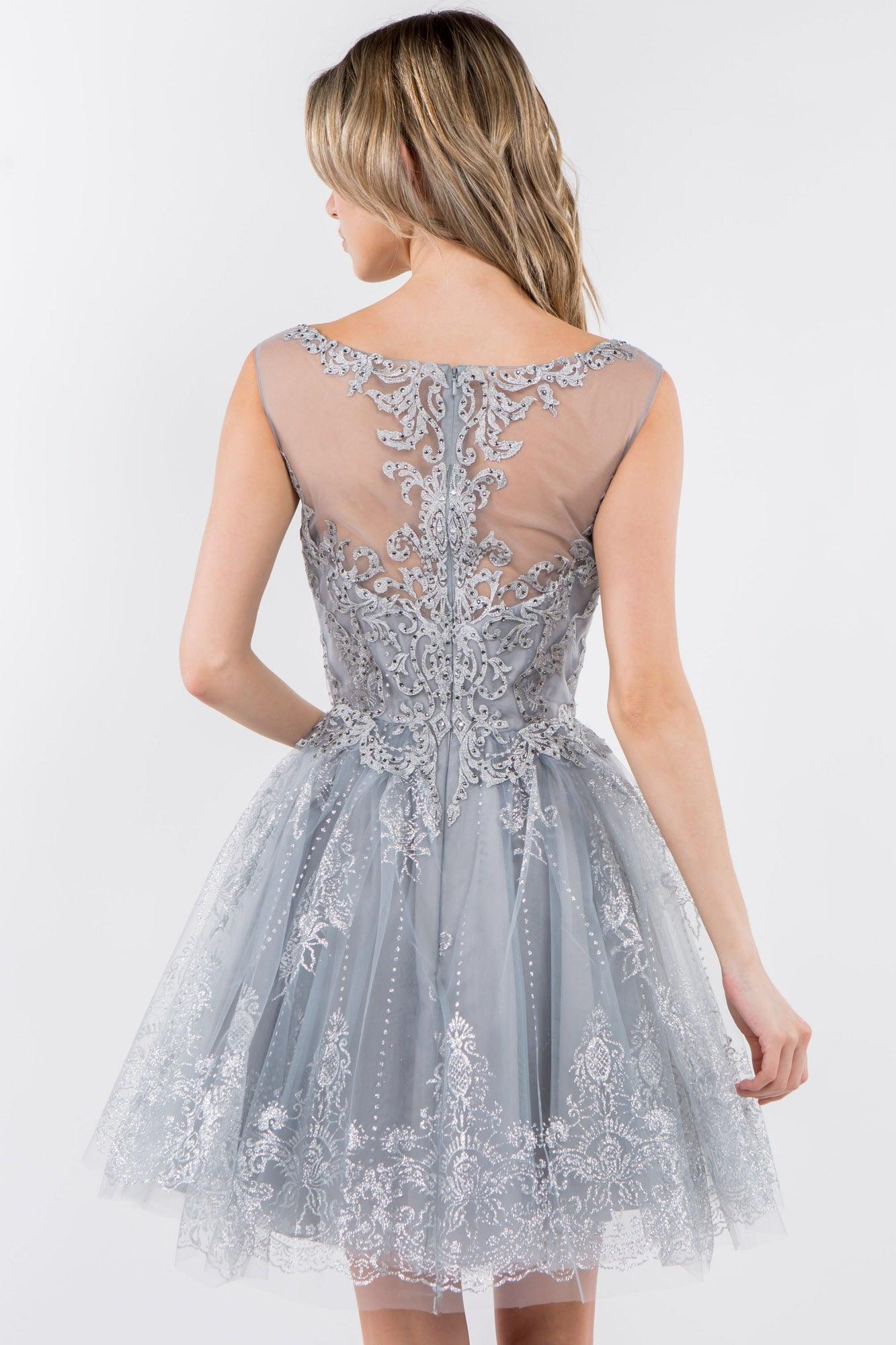Sleeveless Glitter Short A Line Dress - Image 6