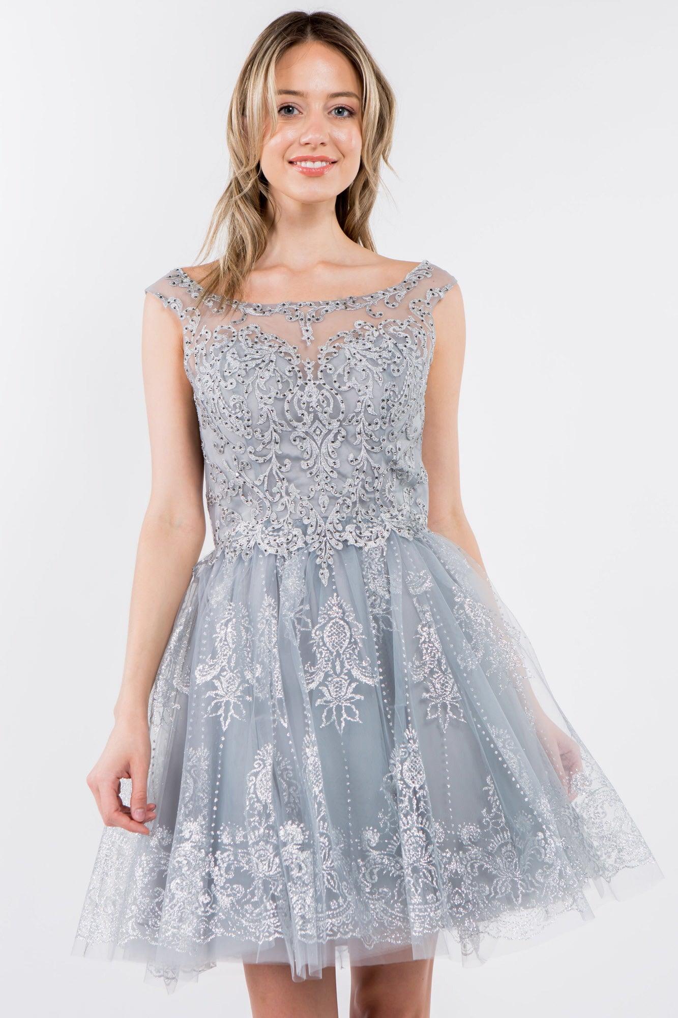 Sleeveless Glitter Short A Line Dress - Image 7