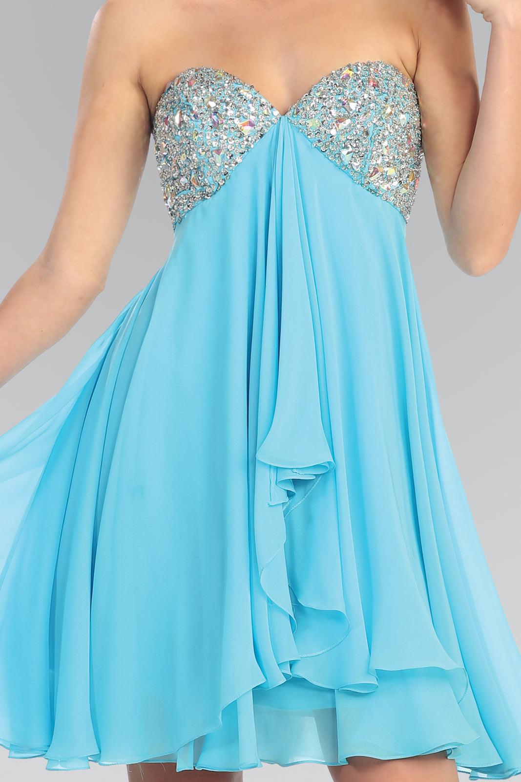 Strapless Chiffon Short Cocktail Dress - Image 3