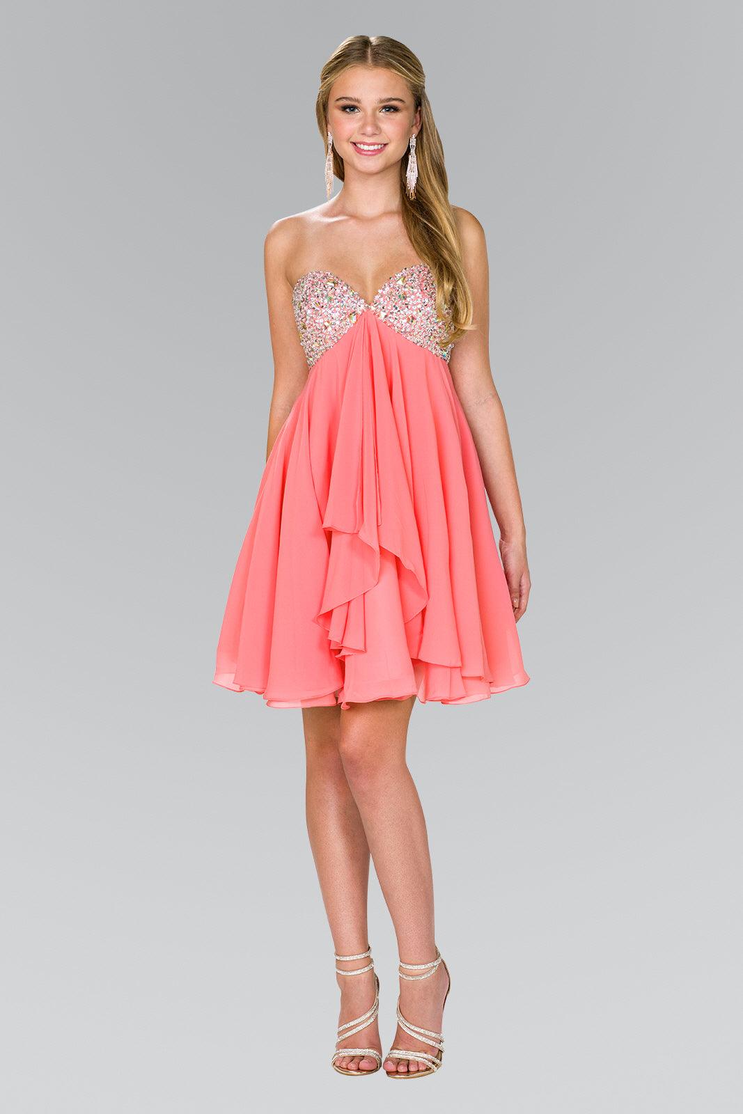 Strapless Chiffon Short Cocktail Dress - Image 5