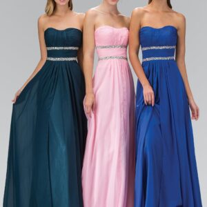 Strapless Long Prom Chiffon Dress Formal