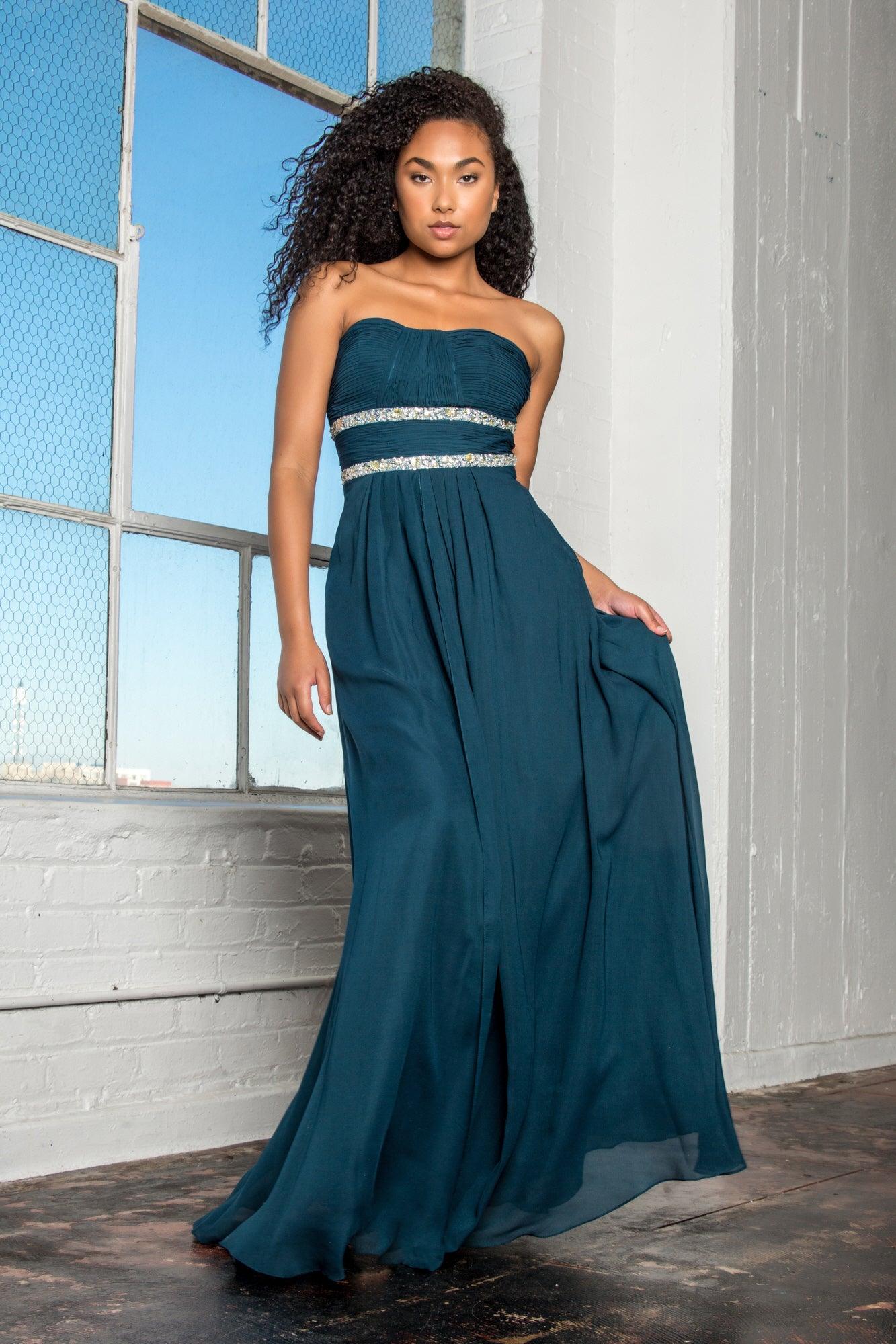 Strapless Long Prom Chiffon Dress Formal - Image 3
