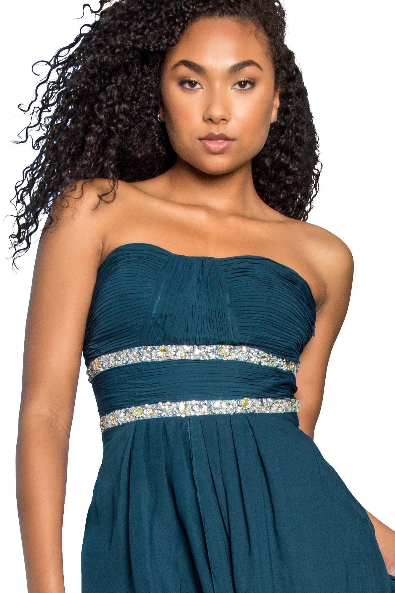 Strapless Long Prom Chiffon Dress Formal - Image 4