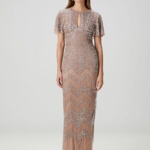 Adrianna Papell MD1E204761 Jewel Floor-Length Mesh Formal Dress Beaded