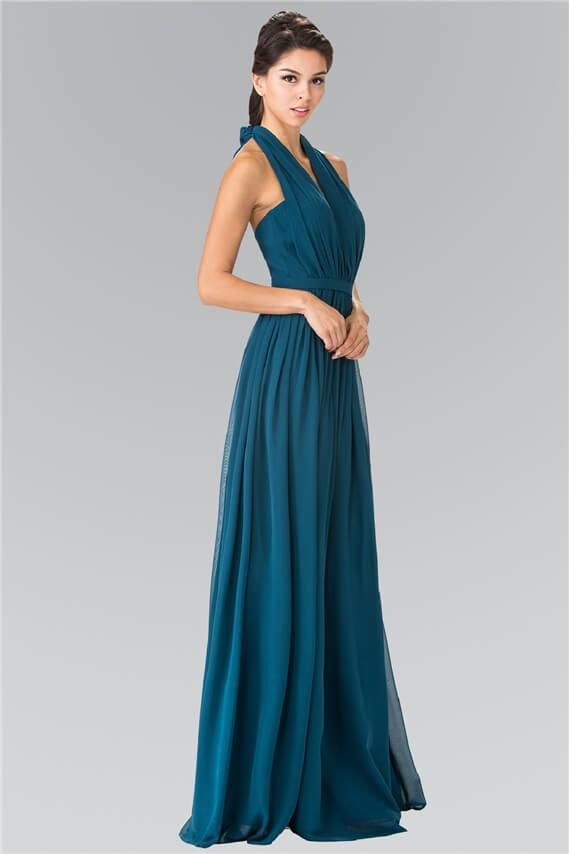 V-Neck Halter Chiffon Long Formal Dress - Image 10