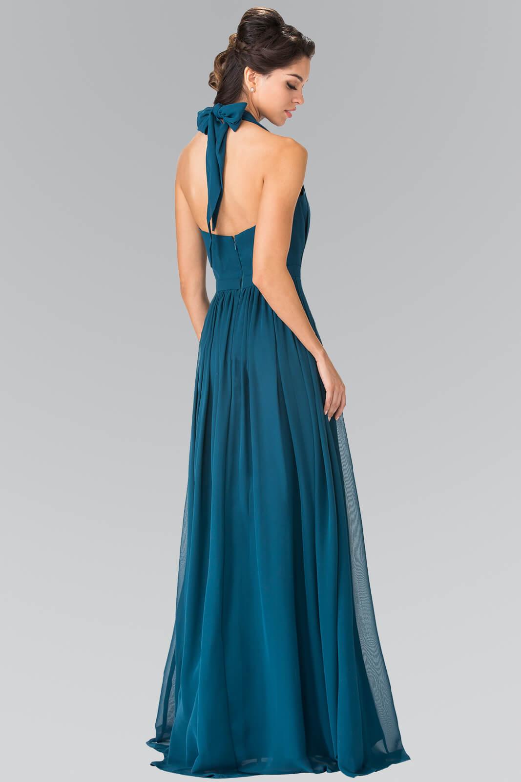 V-Neck Halter Chiffon Long Formal Dress - Image 11