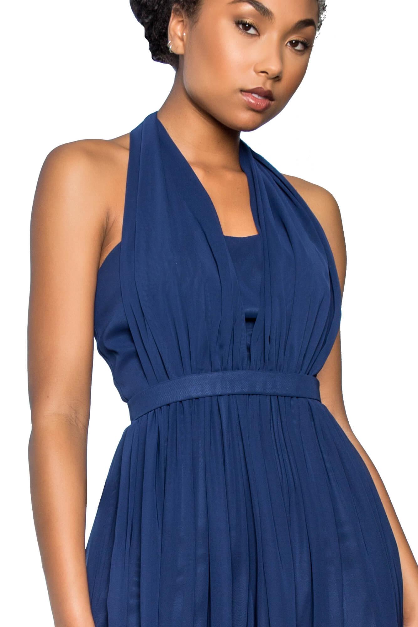 V-Neck Halter Chiffon Long Formal Dress - Image 3