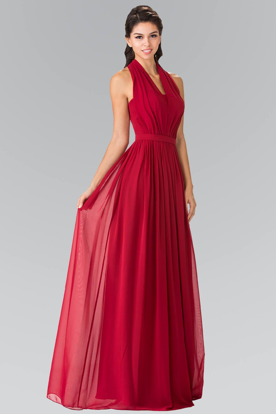 V-Neck Halter Chiffon Long Formal Dress - Image 5