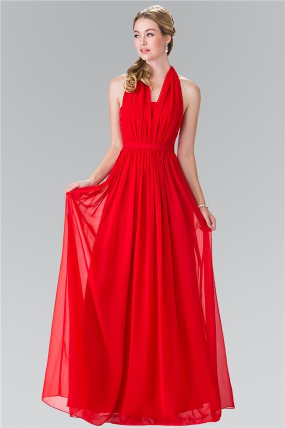 V-Neck Halter Chiffon Long Formal Dress - Image 7